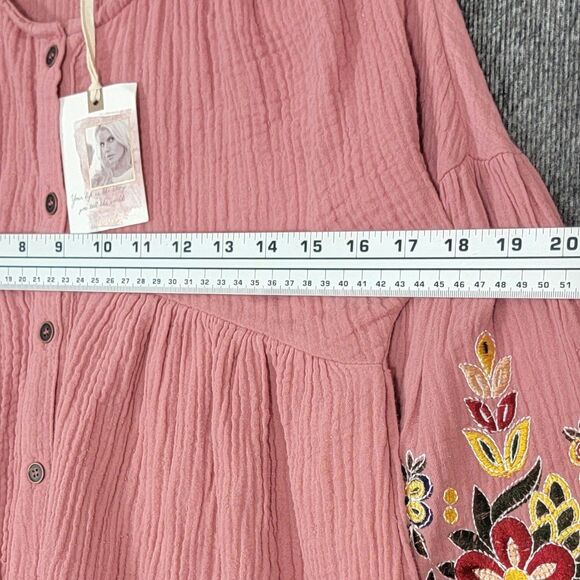 Jessica Simpson Dress Girls M Dusty Rose Boho Long Embroidered Balloon Sleeves - Picture 6 of 13